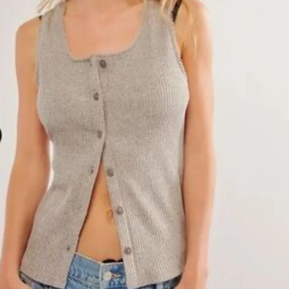 Free People tank top intimately small ribbed salt pepper NEW most wanted - Picture 1 of 7